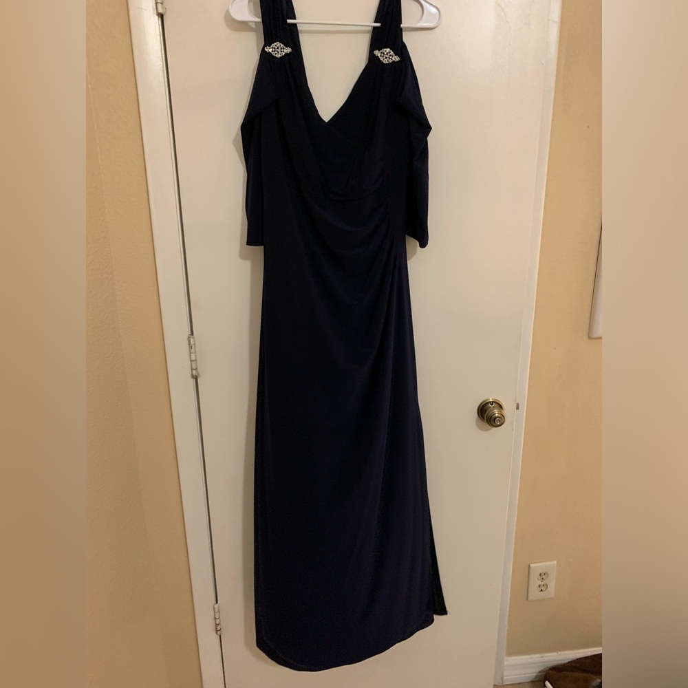 Navy Blue cold shoulder formal gown size 14W